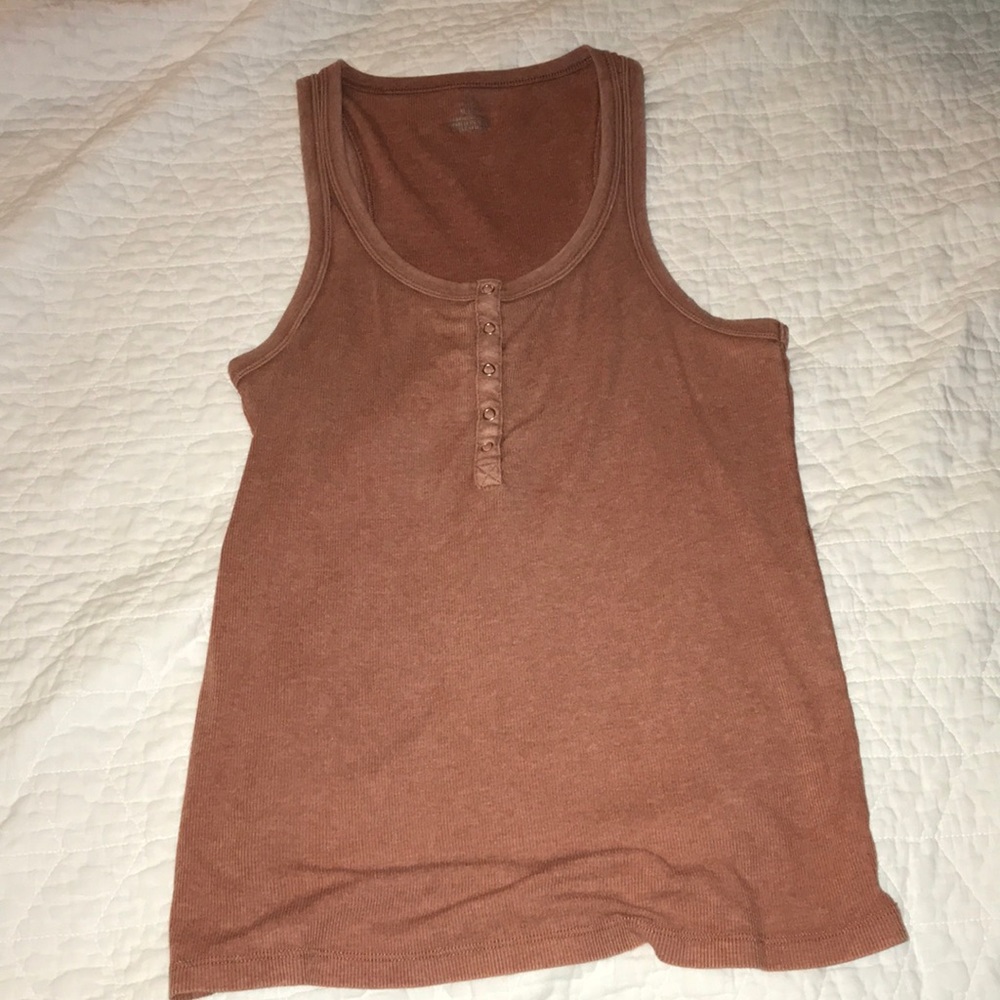 Rust henley racer back tank top